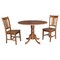 International Concepts Round 42 in Dual Drop Leaf Table, 2 San Remo Side Chairs, Distressed Oak, 42 in W, 42 in L, 29.5 in H K42-42DP-C10P - alternate 1